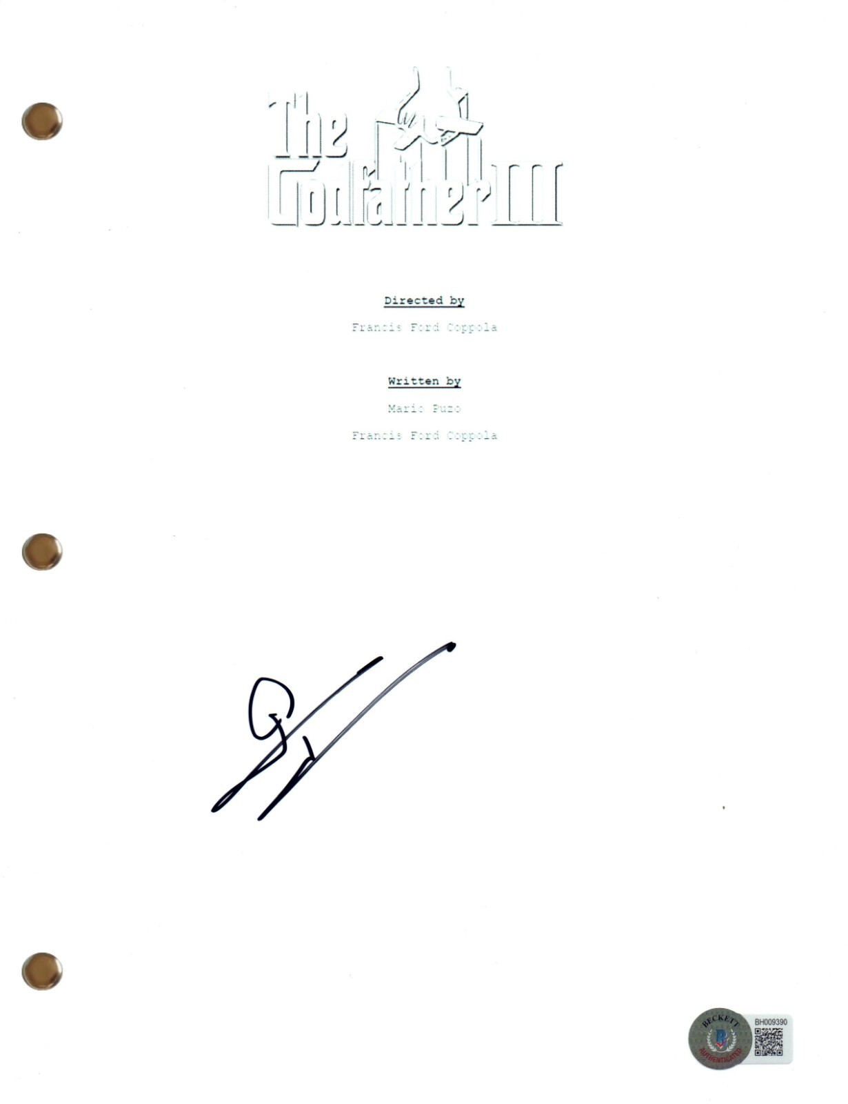 George Hamilton Signed Autograph The Godfather Part III 3 Movie Script BAS COA
