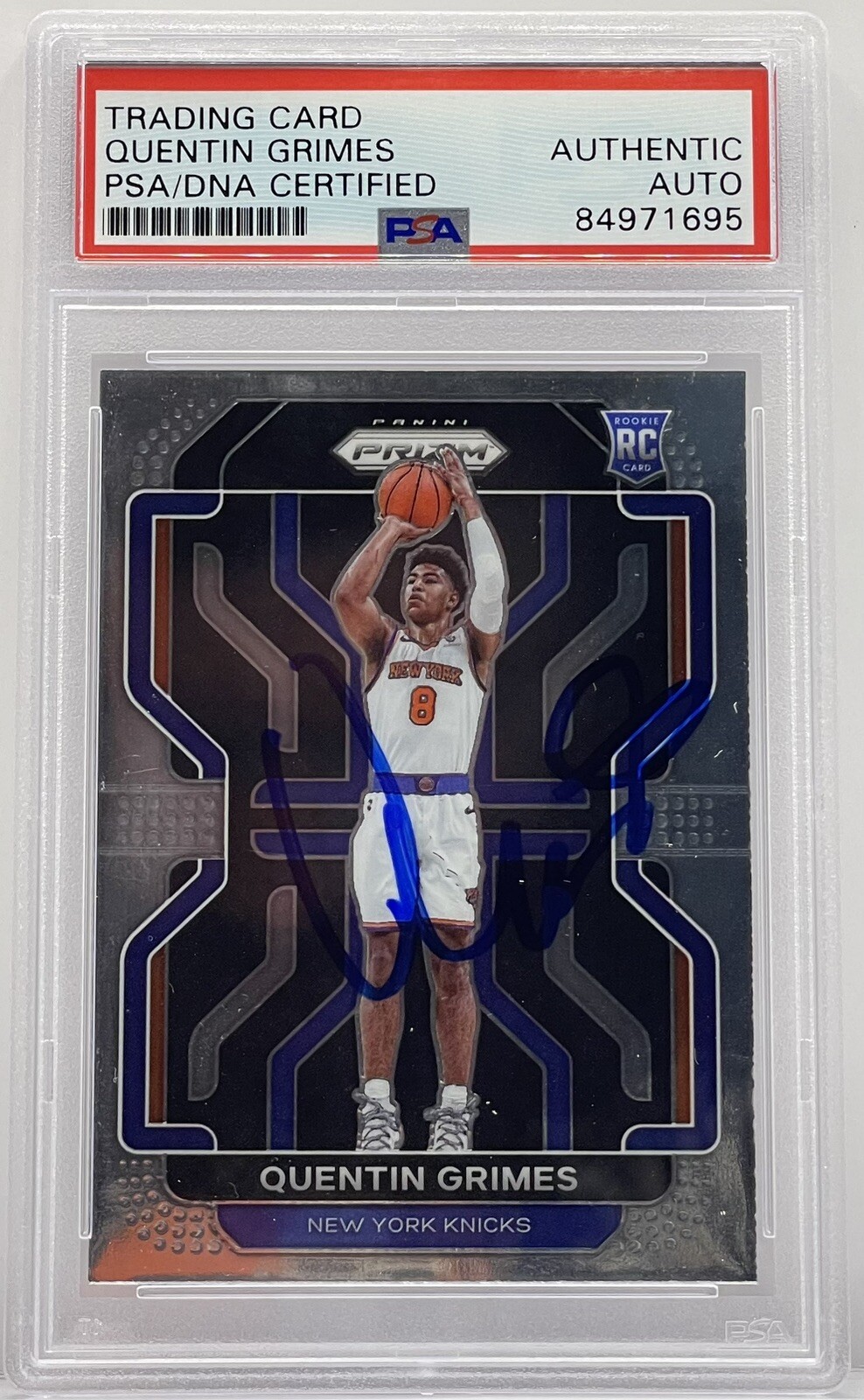 Quinten Grimes Signed Auto 2021-22 Prizm Rookie Card PSA/DNA Slabbed Knicks
