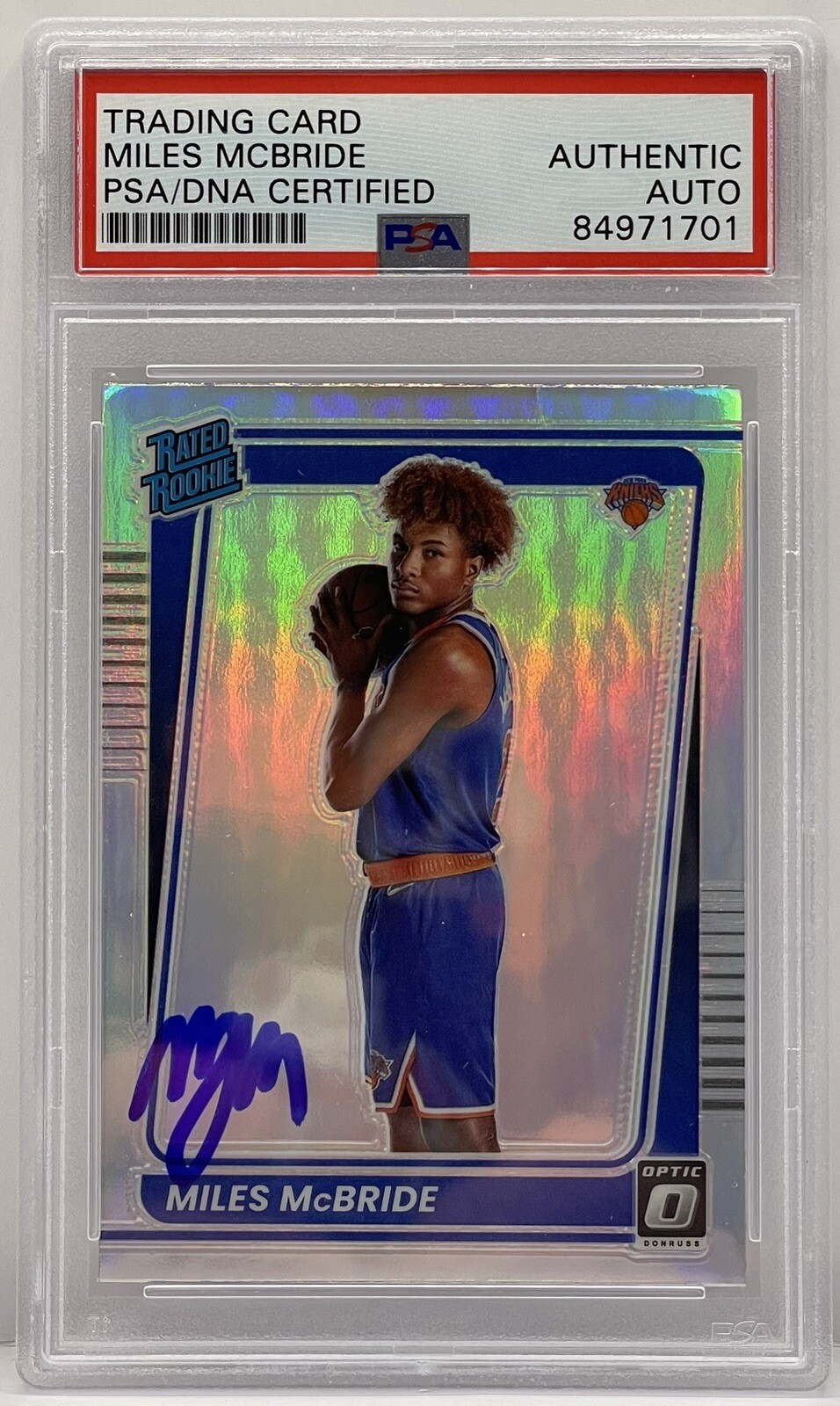 Miles McBride Signed 2021-22 Optic Silver Rookie Card PSA/DNA Slabbed Knicks
