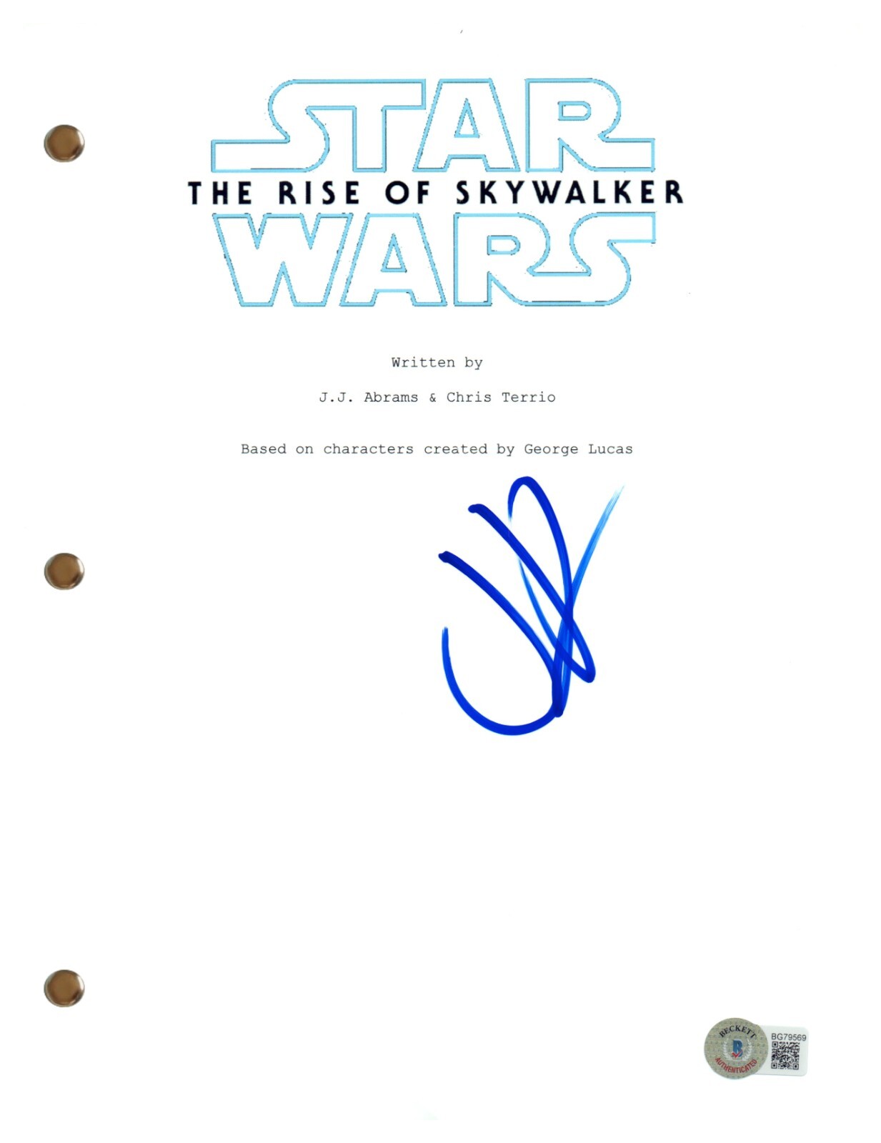 JJ Abrams Signed Autograph Star Wars The Rise of Skywalker Movie Script BAS COA
