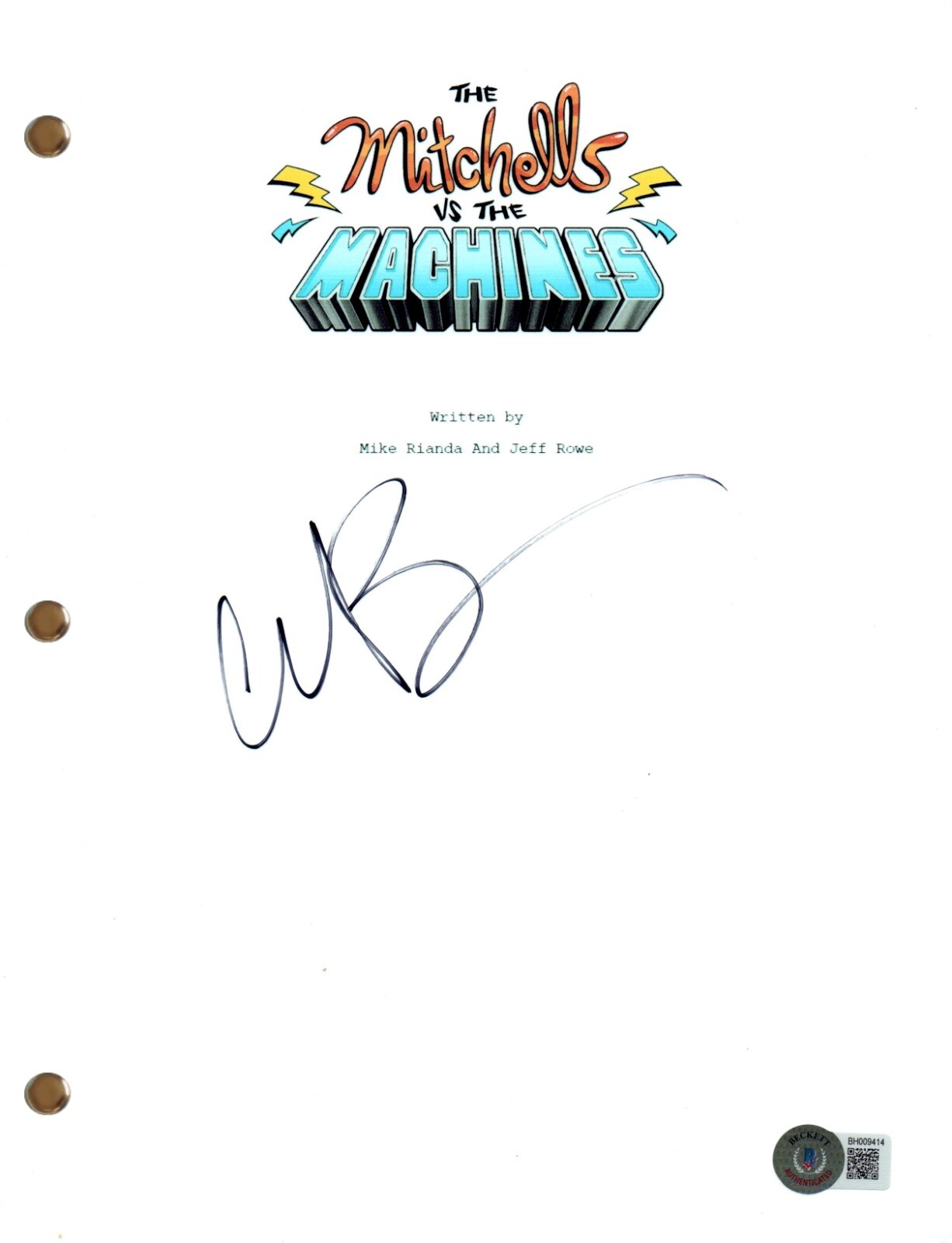 Conan O'Brien Signed Autograph The Mitchells vs the Machines Movie Script BAS
