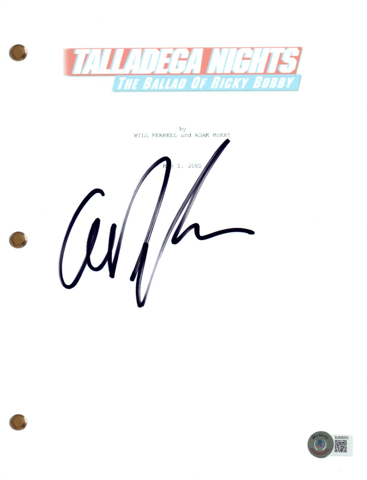 Andy Richter Signed Talladega Nights The Ballad of Ricky Bobby Script BAS COA
