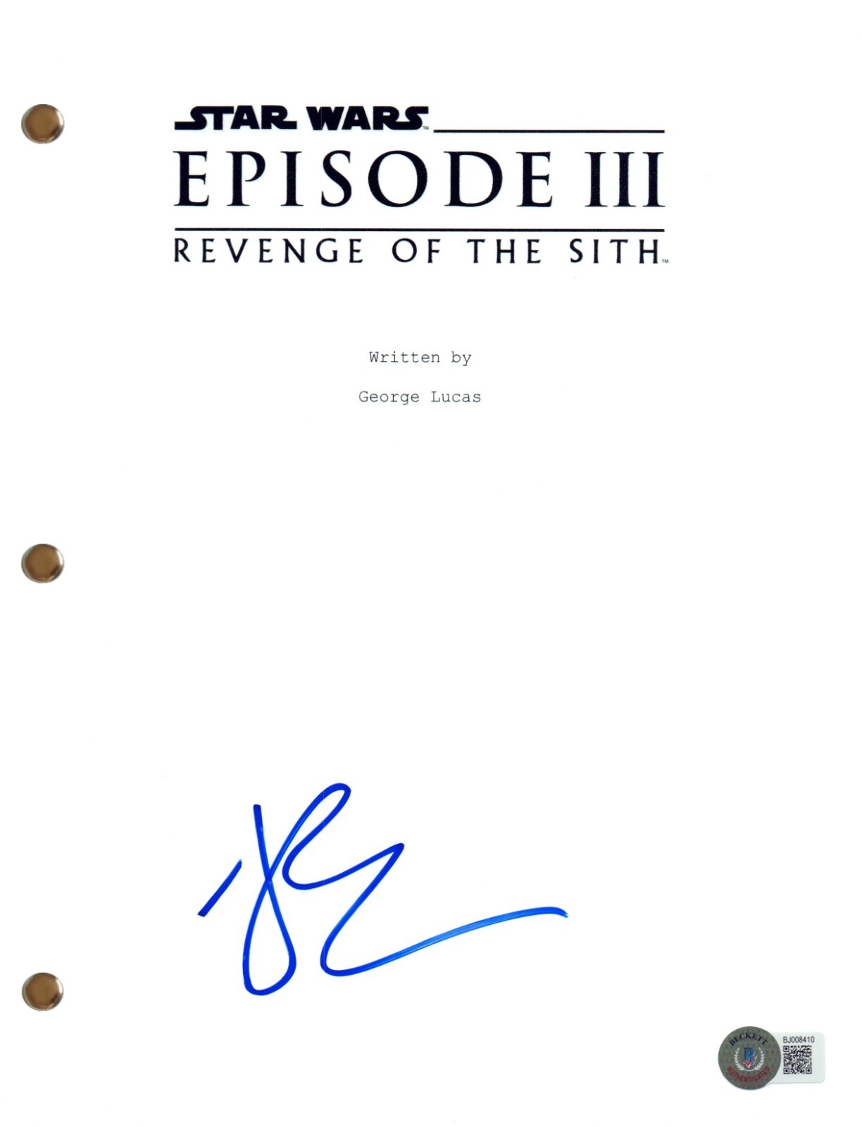 Joel Edgerton Signed Star Wars Revenge of Sith Full Movie Script Beckett COA
