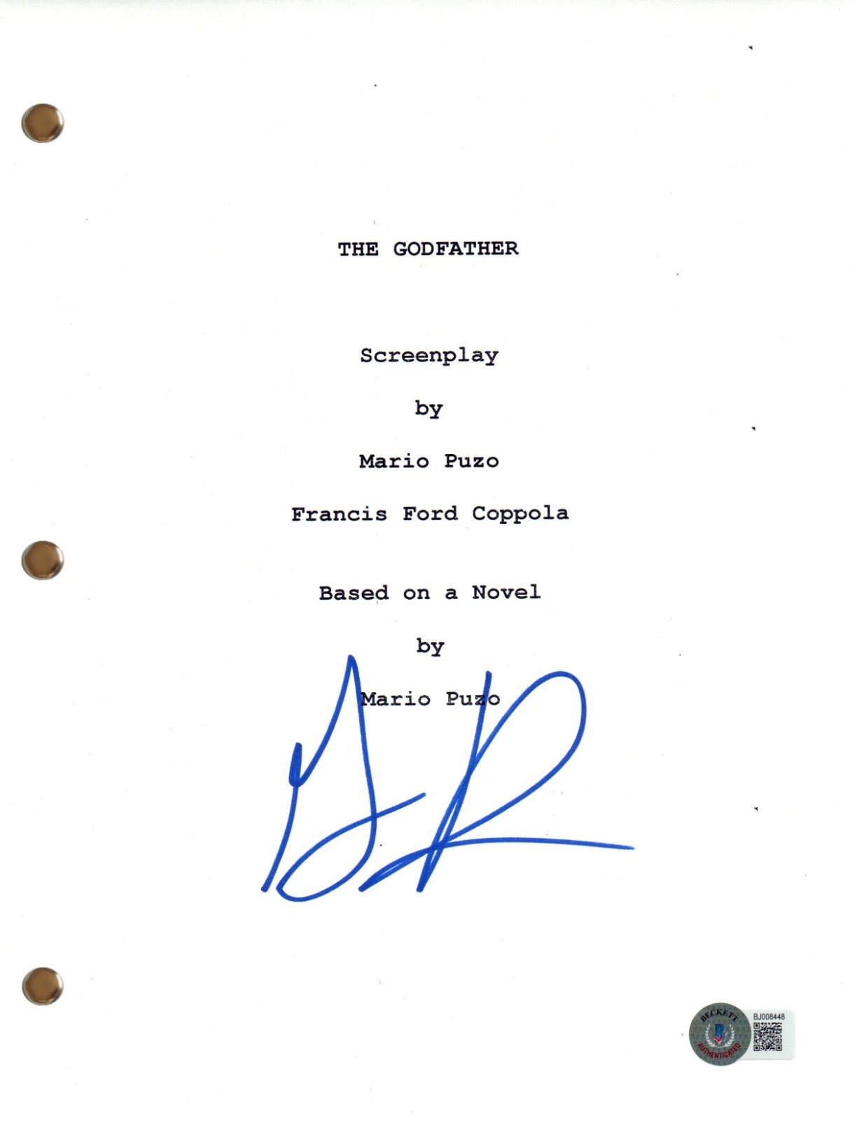 Gianni Russo Signed Autograph The Godfather Full Movie Script Beckett COA

