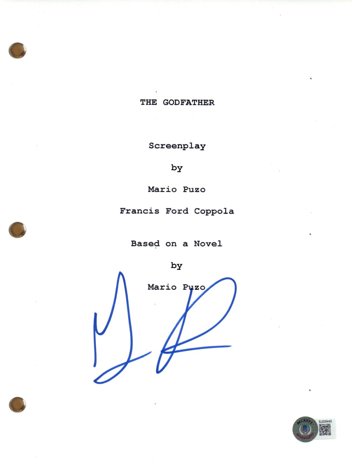 Gianni Russo Signed Autograph The Godfather Movie Script Carlo Rizzi Beckett COA
