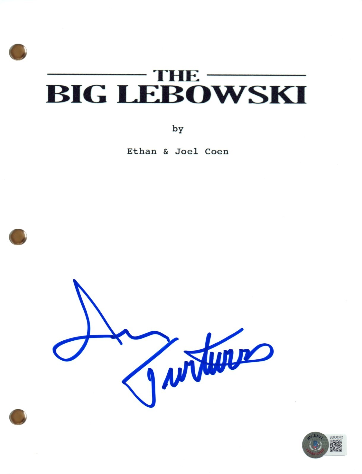John Turturro Signed Autograph The Big Lebowski Full Movie Script Beckett COA
