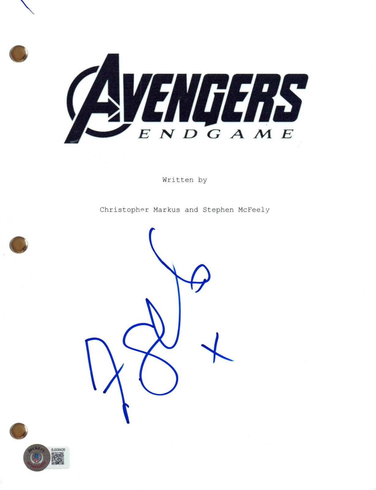 Frank Grillo Signed Autograph Avengers Endgame Full Movie Script Beckett COA
