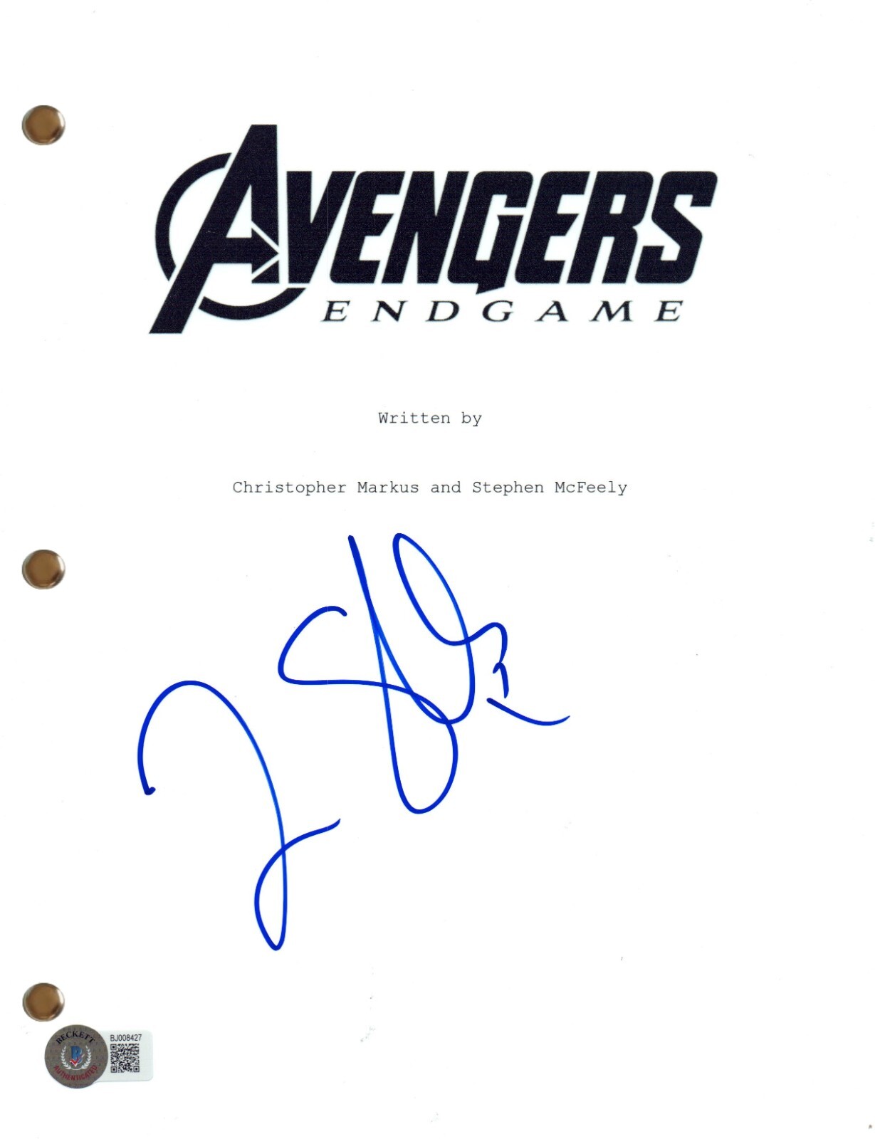 Frank Grillo Signed Autograph Avengers Endgame Full Movie Script Beckett COA
