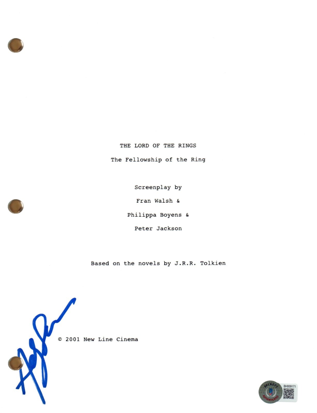 Andy Serkis Signed Lord of The Rings Fellowship of The Ring Script Beckett COA
