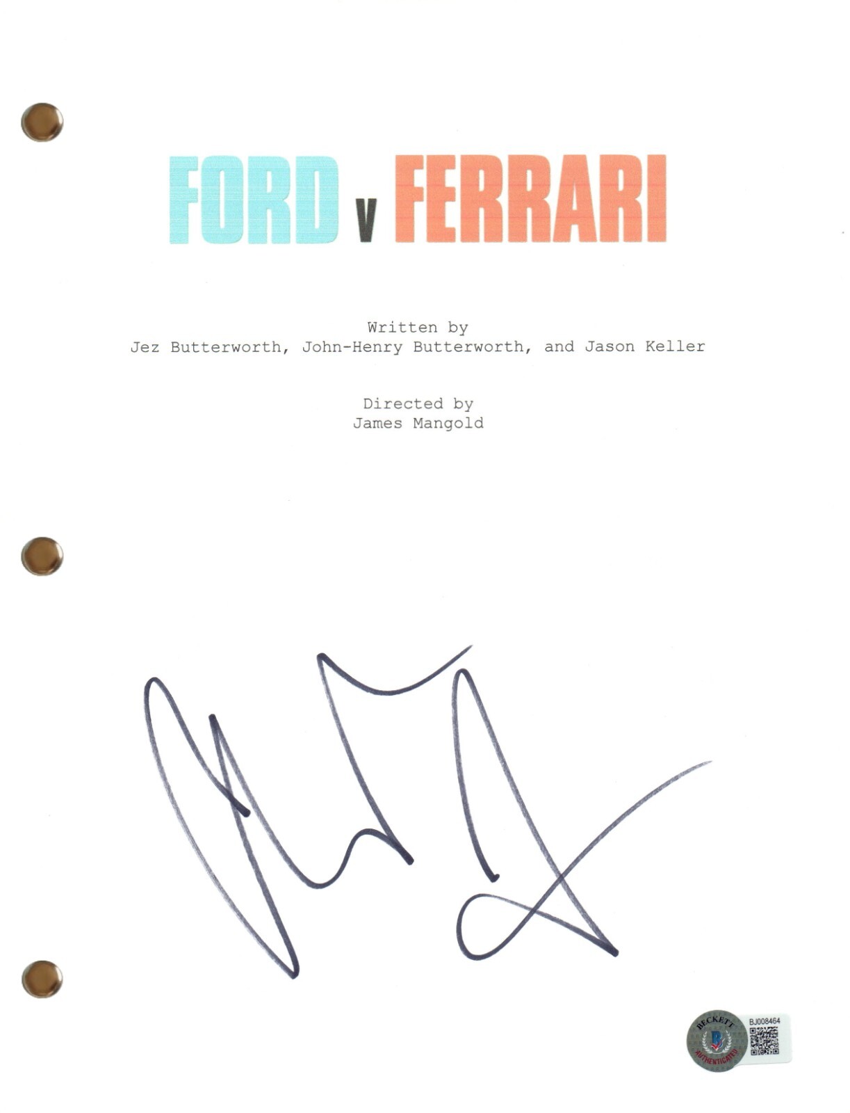 Christian Bale Signed Autograph Ford v Ferrari Full Movie Script Beckett COA
