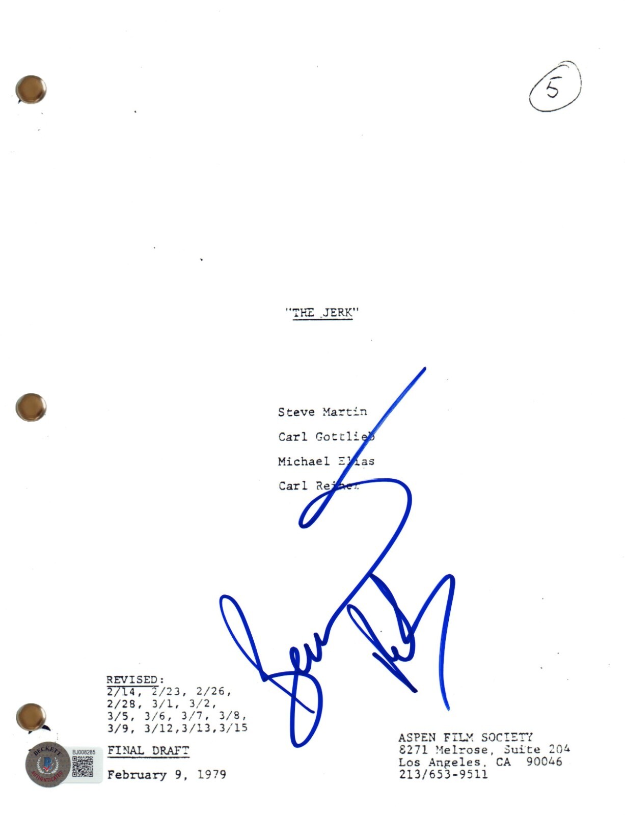 Bernadette Peters Signed Autograph The Jerk Movie Script Screenplay Beckett COA

