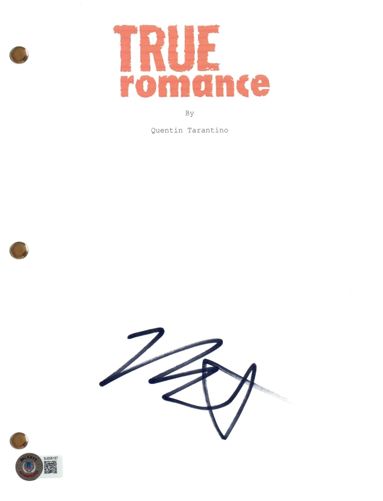 Michael Rapaport Signed Autograph True Romance Full Movie Script Beckett COA
