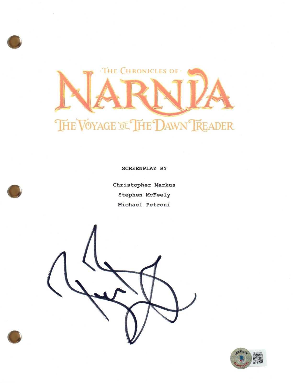 Ben Barnes Signed Autograph The Chronicles of Narnia Dawn Treader Script BAS COA

