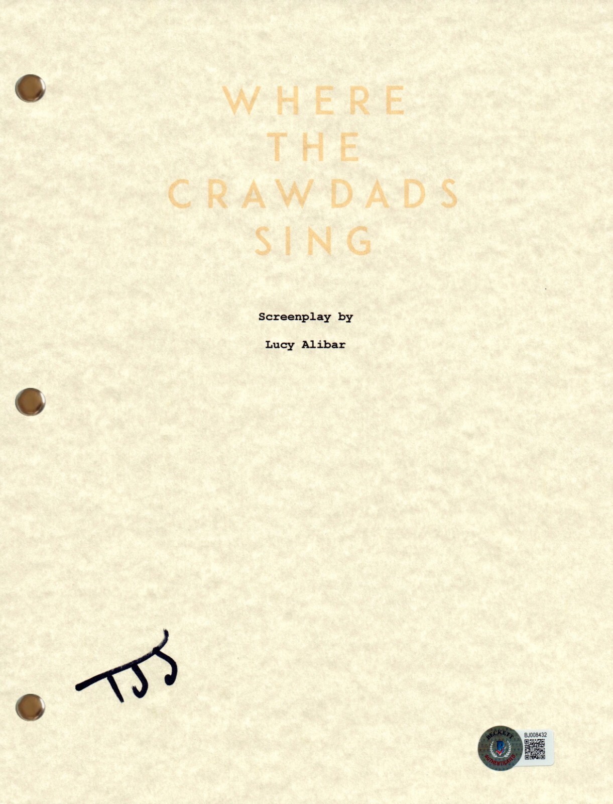 Taylor John Smith Signed Autograph Where The Crawdads Sing Movie Script BAS COA
