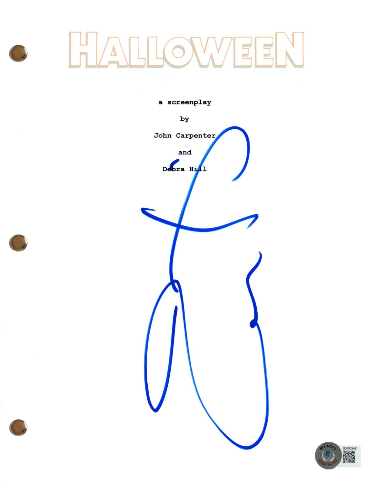 Jamie Lee Curtis Signed Autograph Halloween Movie Script Screenplay Beckett COA
