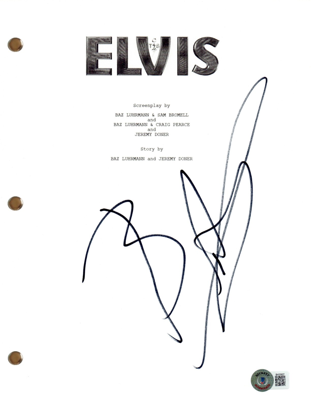 Baz Luhrmann Signed Autograph Elvis Movie Script Full Screenplay Beckett COA
