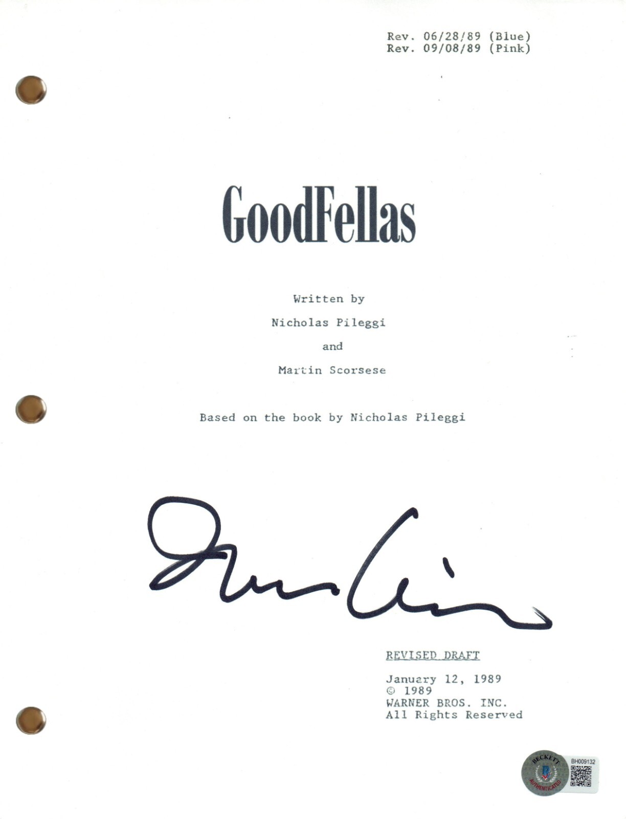 Irwin Winkler Signed Autograph Goodfellas Movie Script Film Producer Beckett COA
