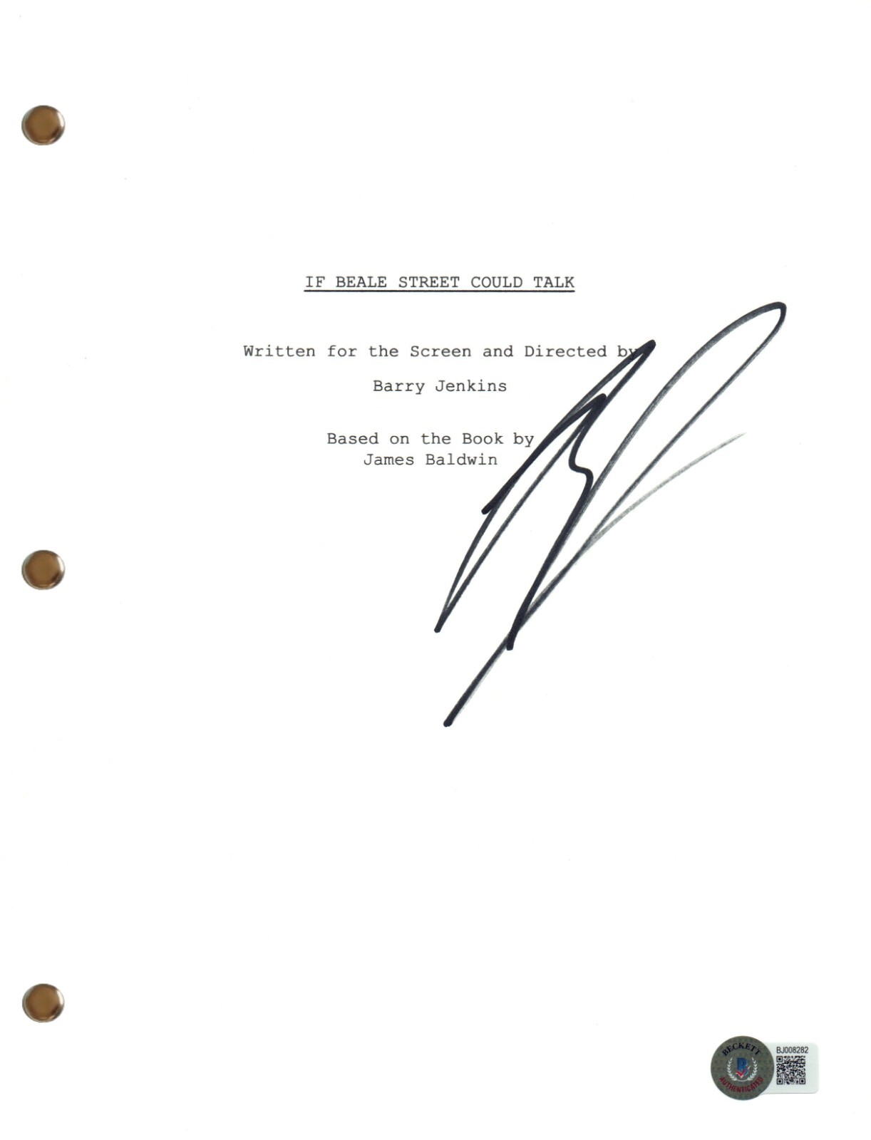 Barry Jenkins Signed Autograph If Beale Street Could Talk Script Beckett COA
