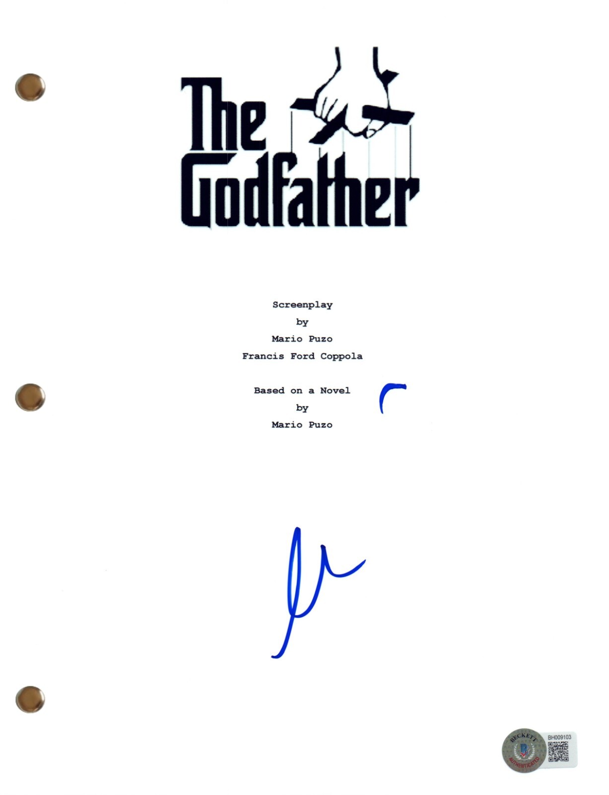 Al Pacino Signed Autograph The Godfather Movie Script Screenplay Beckett COA
