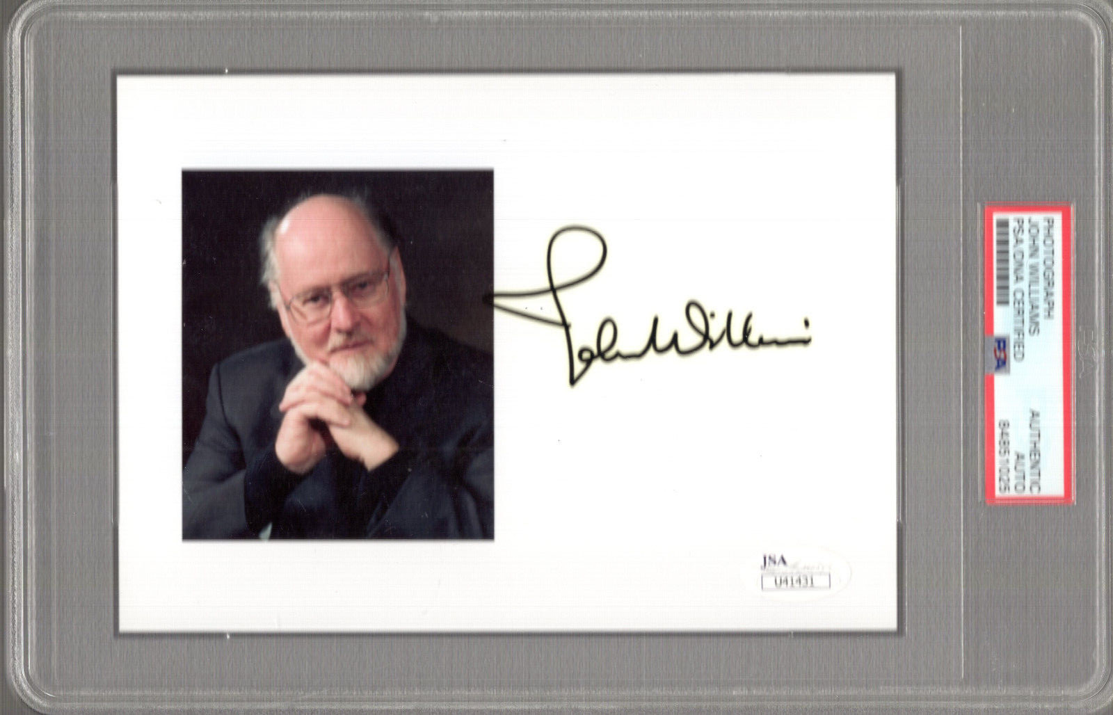 JOHN WILLIAMS SIGNED 5x7 COLOR PHOTO STAR WARS+JAWS RARE PSA SLABBED
