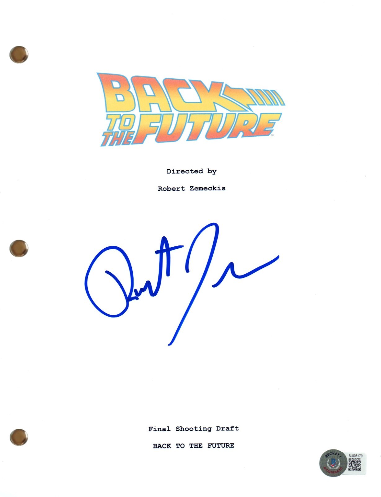 Robert Zemeckis Signed Autograph Back To The Future Movie Script Beckett COA
