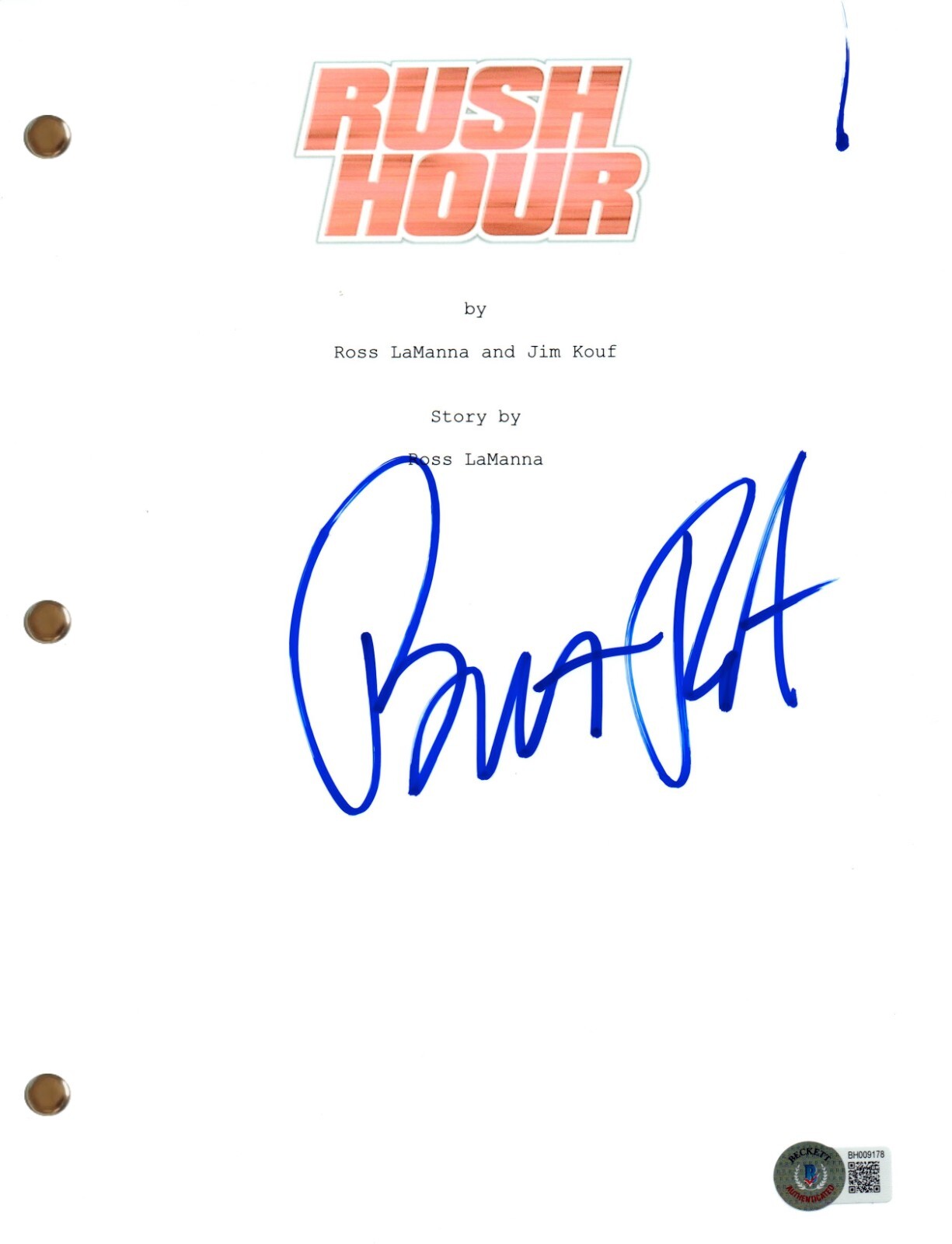 Brett Ratner Signed Autograph Rush Hour Full Movie Script Screenplay Beckett COA
