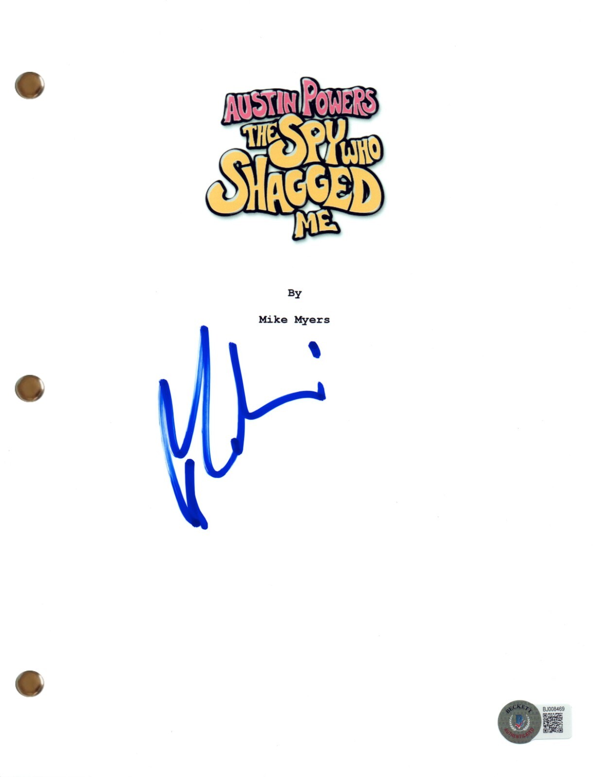Mike Myers Signed Autograph Austin Powers The Spy Who Shagged Me Script BAS COA
