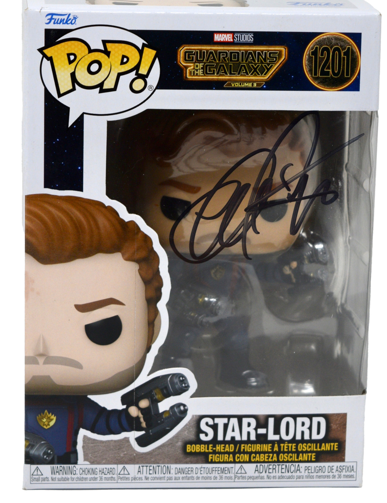 Chris Pratt Signed Funko Pop Star-Lord Guardians of The Galaxy 1201 Beckett COA
