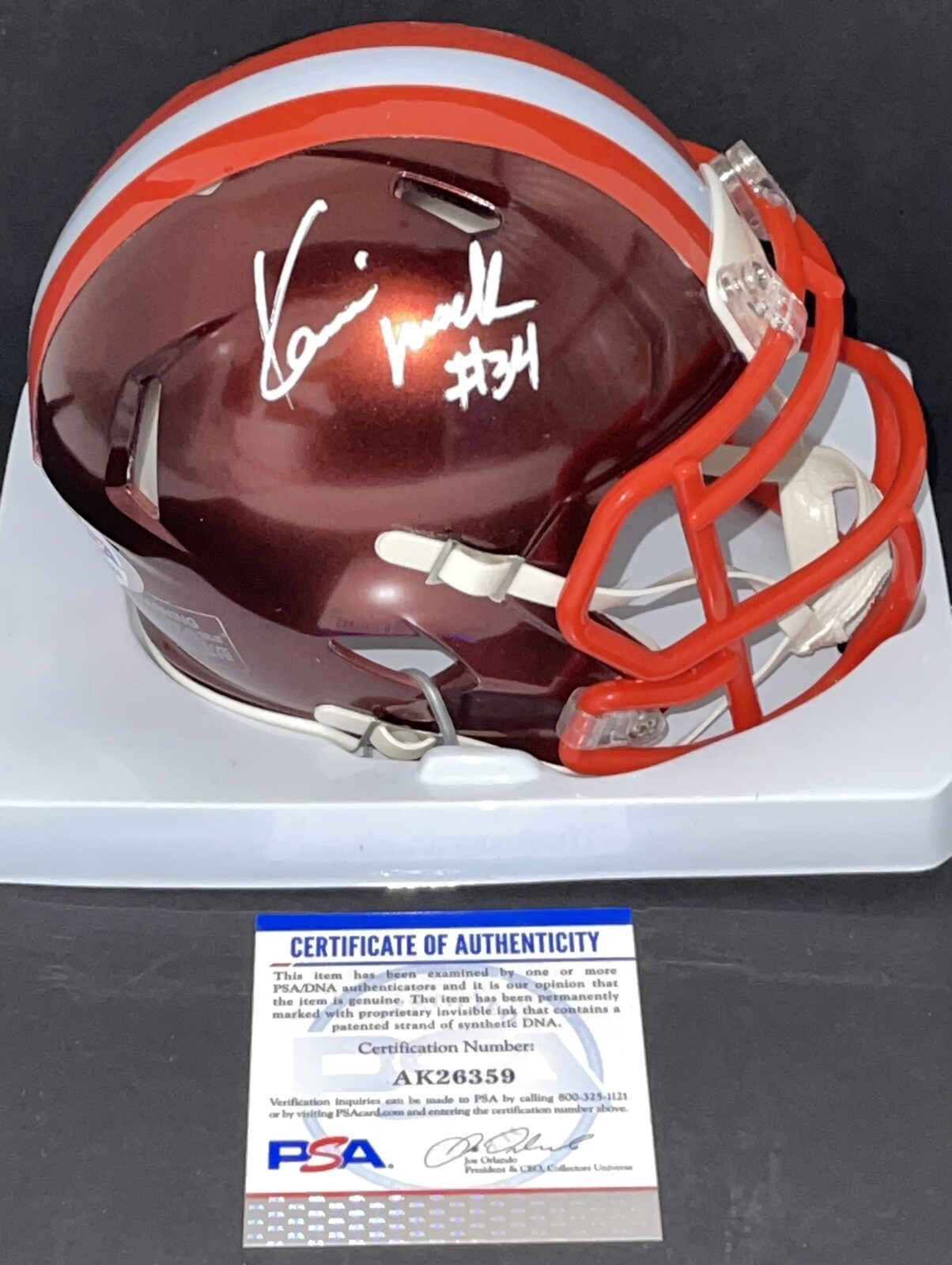 Kevin Mack Signed Autographed Cleveland Browns Flash Mini Helmet PSA/DNA
