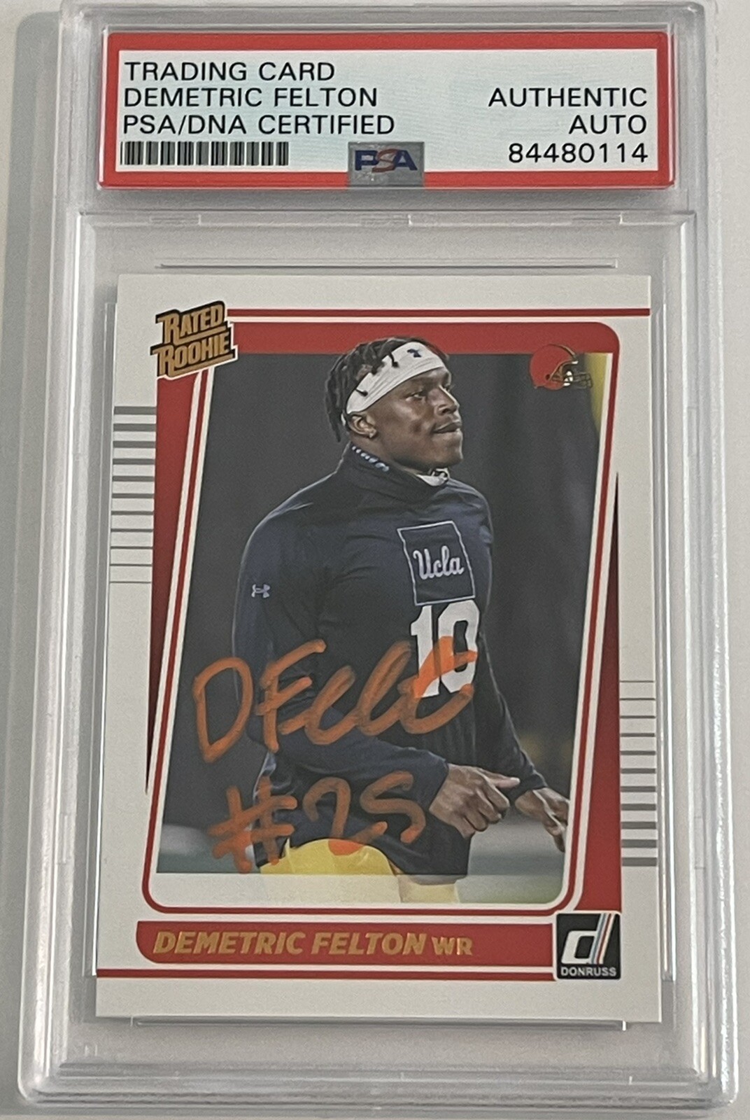 Demetric Felton Signed Cleveland Browns 2021 Donruss Rated Rookie Canvas PSA/DNA
