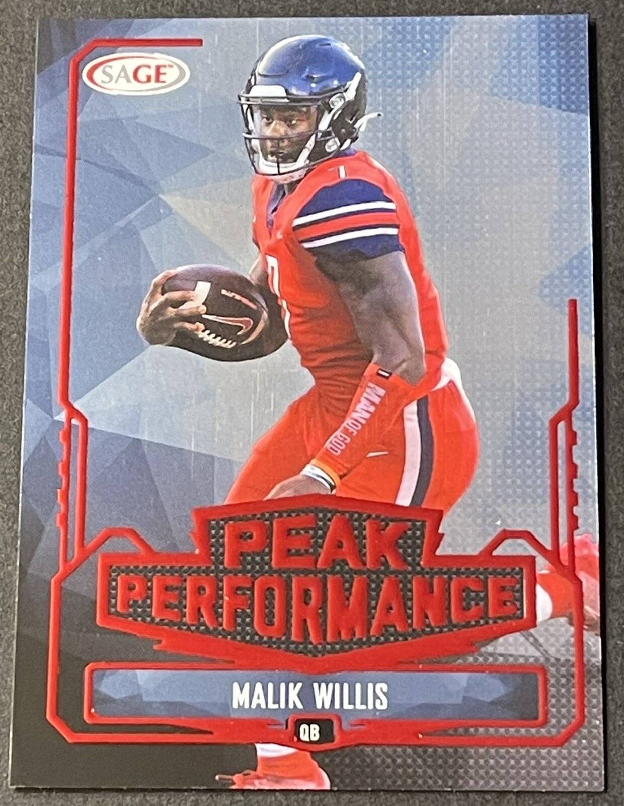 Malik Willis 2022 Sage Red Holo-Foil Peak Performance Insert - LIBERTY - PK-MW
