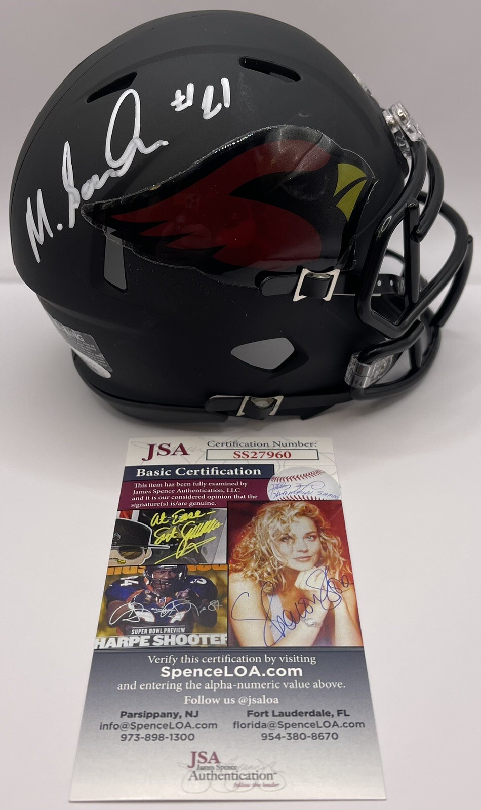Myjai Sanders Signed Autographed Arizona Cardinals Bearcats Mini Helmet PSA/DNA
