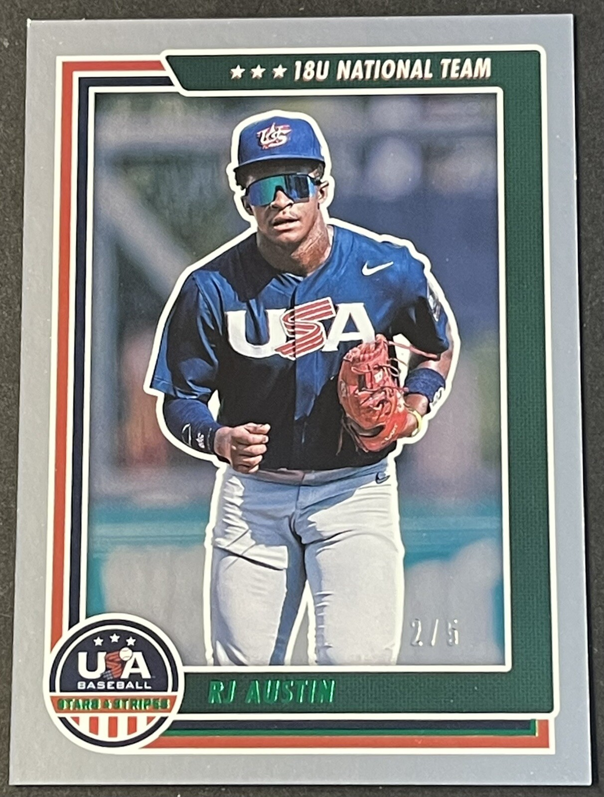 RJ Austin 2022 Stars & Stripes Longevity Holo Green #2/5 #48 Team USA
