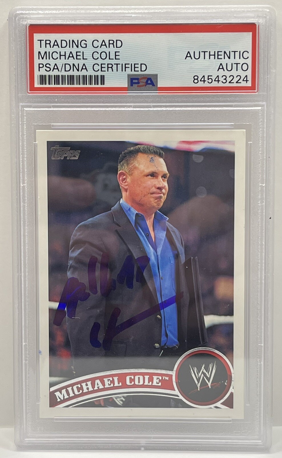 Michael Cole Signed Autographed WWE Topps Card PSA/DNA Slabbed
