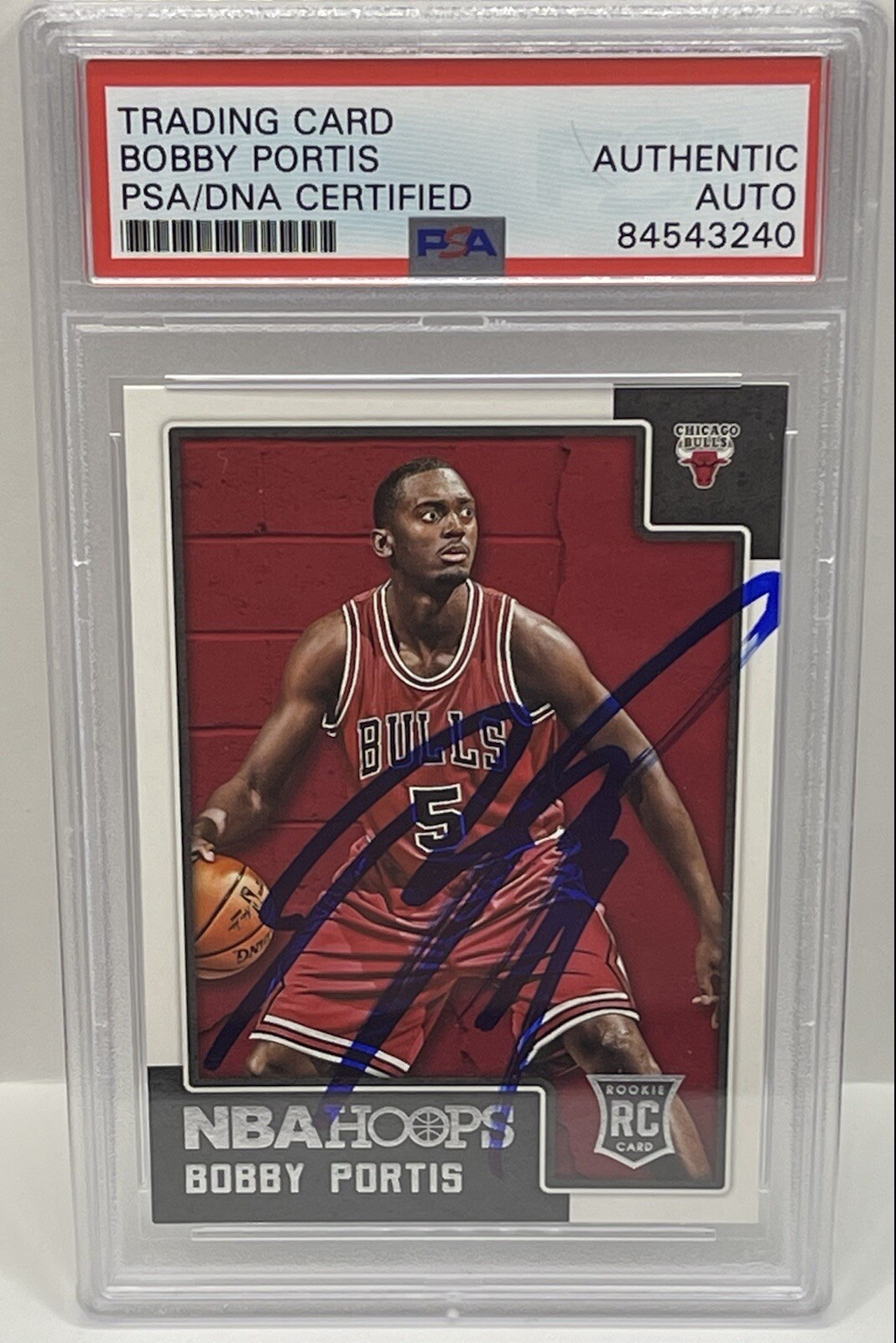 Bobby Portis Signed 2014-15 NBA Hoops Rookie Card Bucks Bulls Slabbed PSA/DNA
