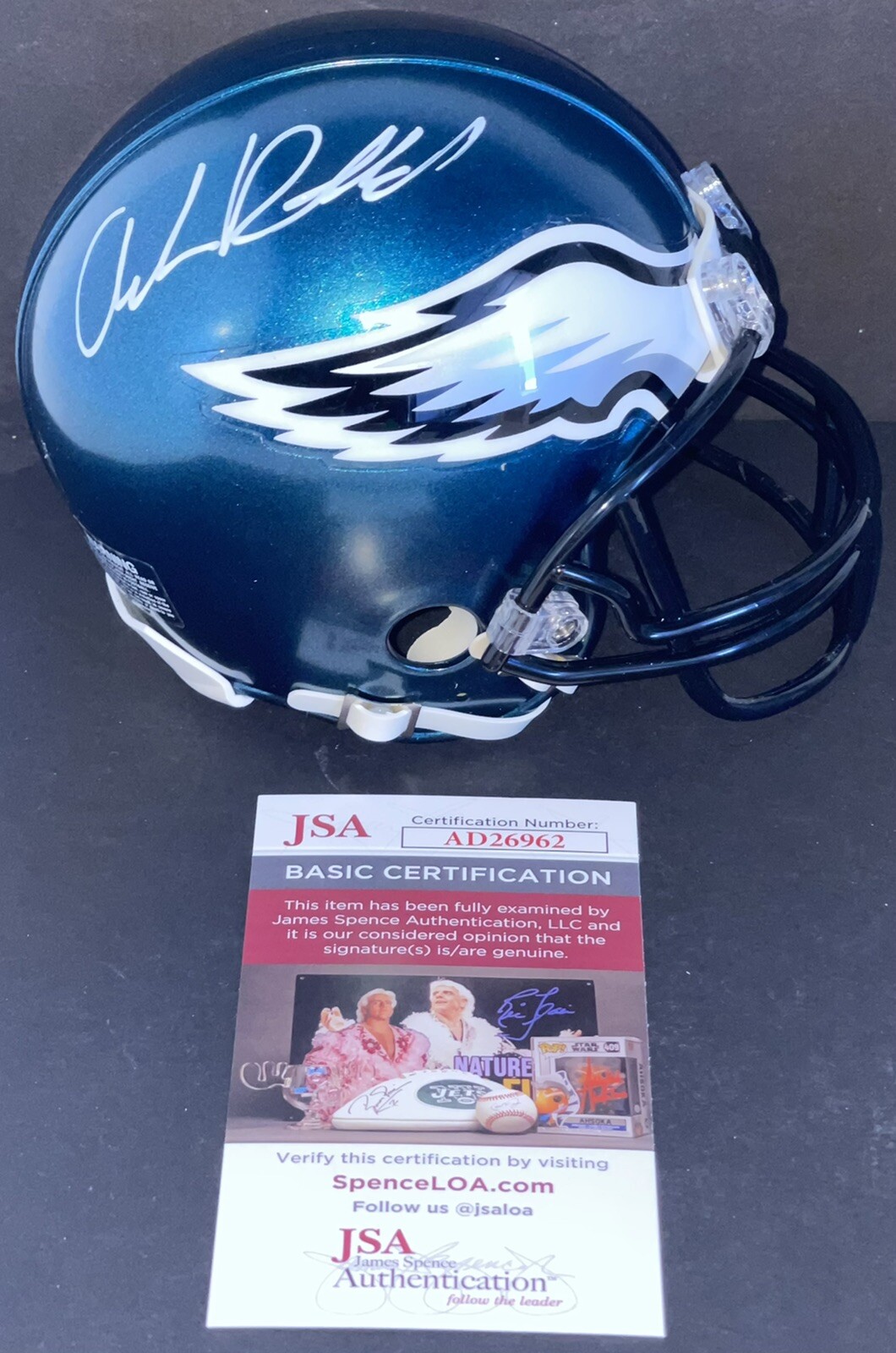 Andre Dillard Signed Autographed Philadelphia Eagles Mini Helmet #1 Pick JSA
