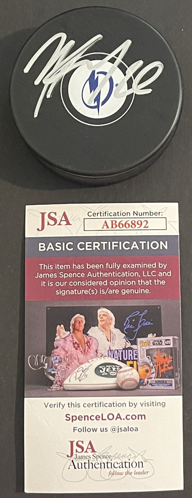 Nick Paul Signed Autographed Tampa Bay Lightning Hockey Puck Stanley Cup JSA
