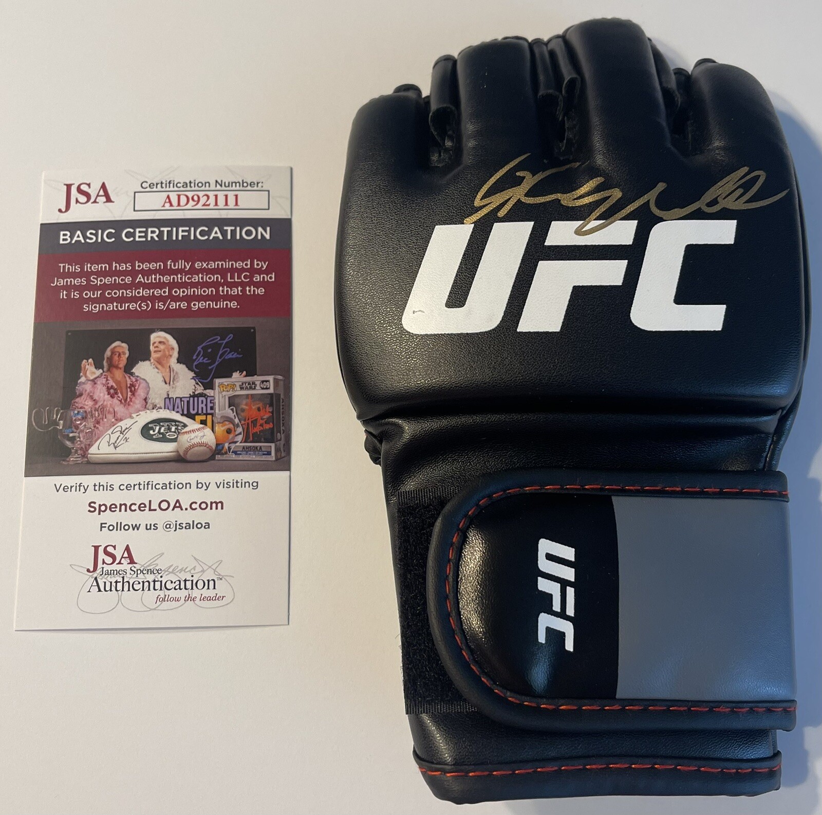 Santiago Ponzinibbio Signed Autographed UFC Fighter Glove MMA Champ JSA
