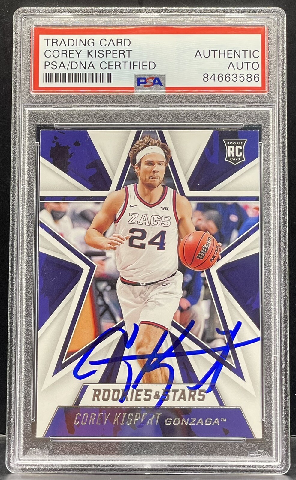 Corey Kispert Signed 2021-22 Rookies & Stars Rookie Card Wizard Slabbed PSA/DNA
