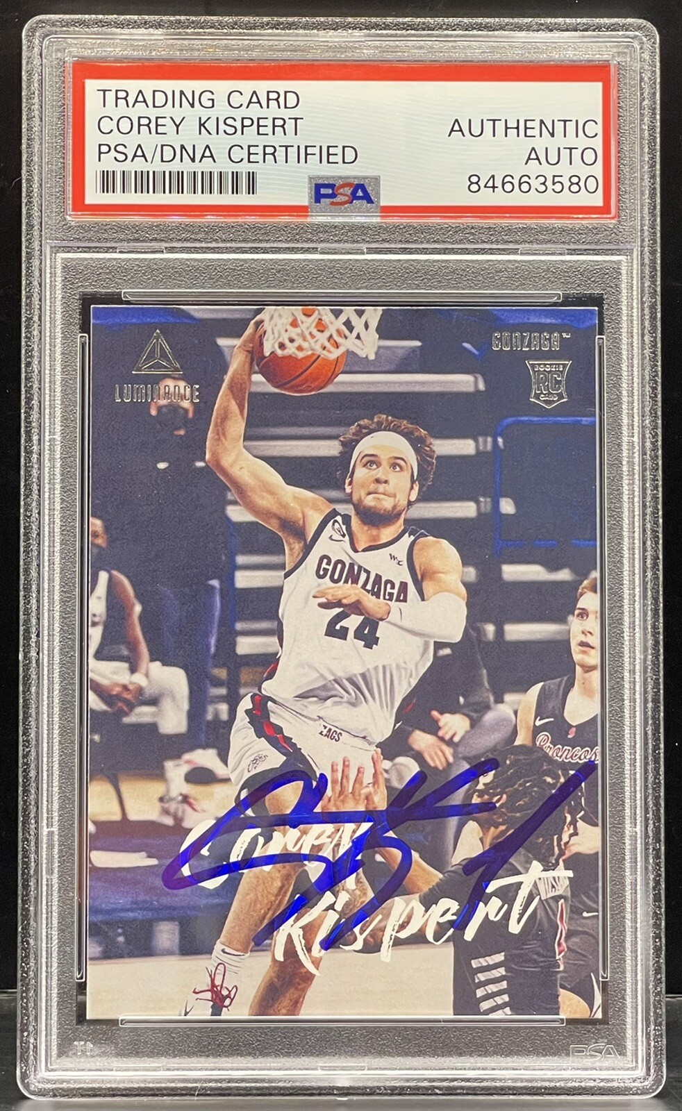 Corey Kispert Signed 2021-22 Luminance Rookie Card Wizard Slabbed PSA/DNA
