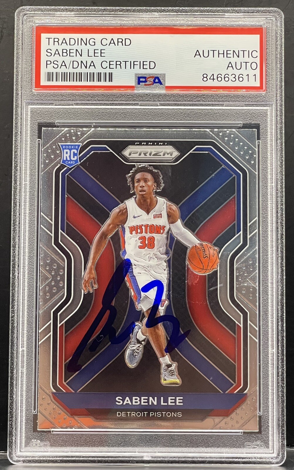 Saben Lee Signed 2020-21 Prizm Rookie Card PSA/DNA Slabbed Detroit Pistons
