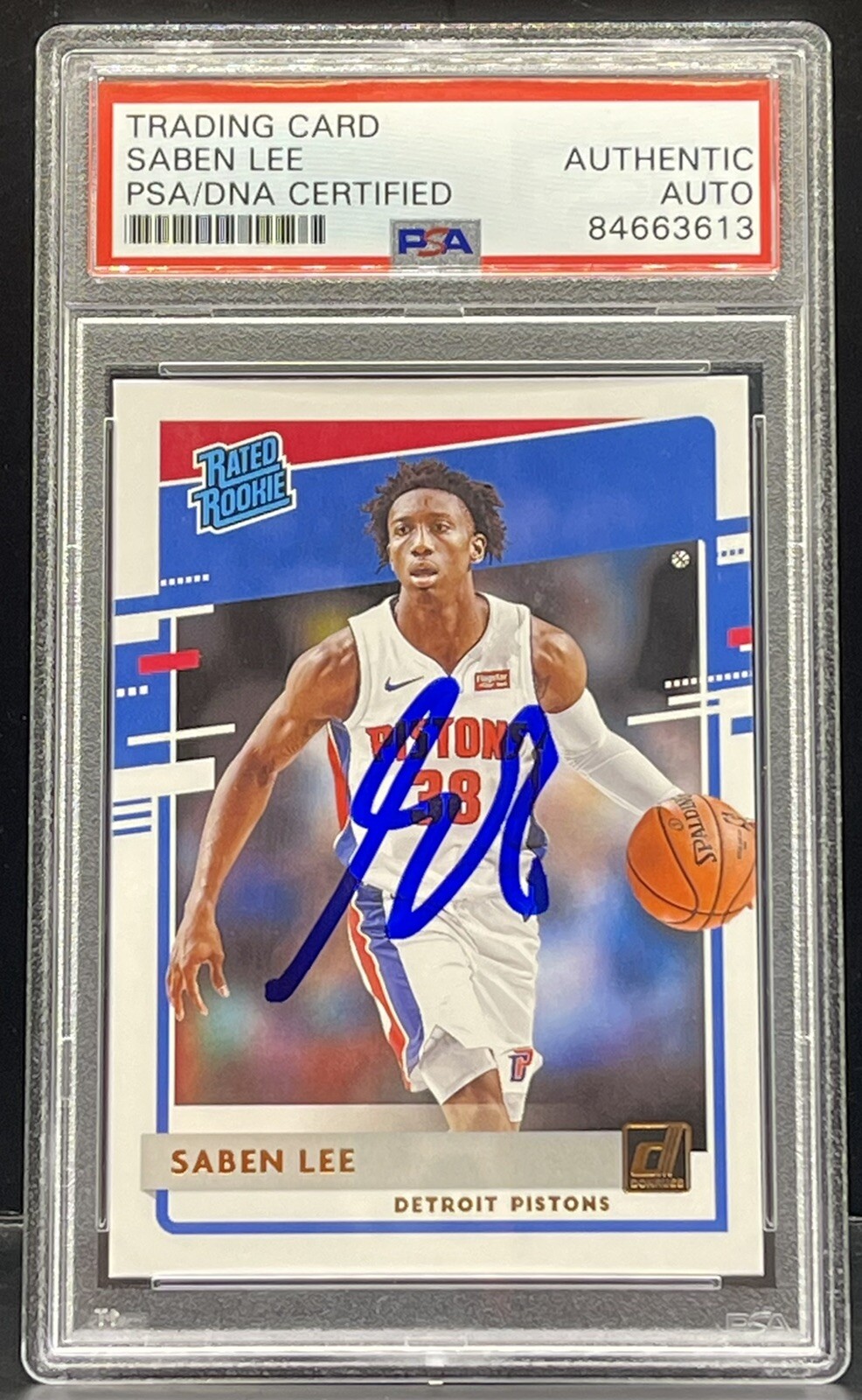 Saben Lee Signed 2020-21 Donruss Rookie Card PSA/DNA Slabbed Detroit Pistons
