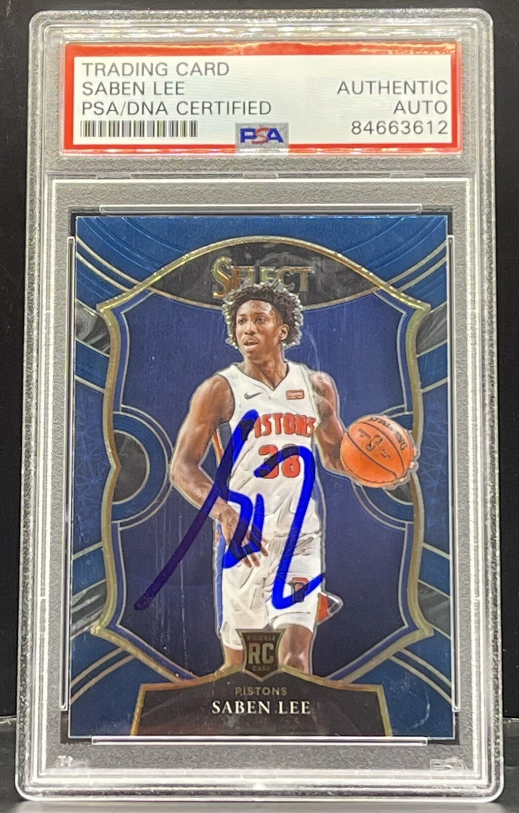 Saben Lee Signed 2020-21 Select Rookie Card PSA/DNA Slabbed Detroit Pistons
