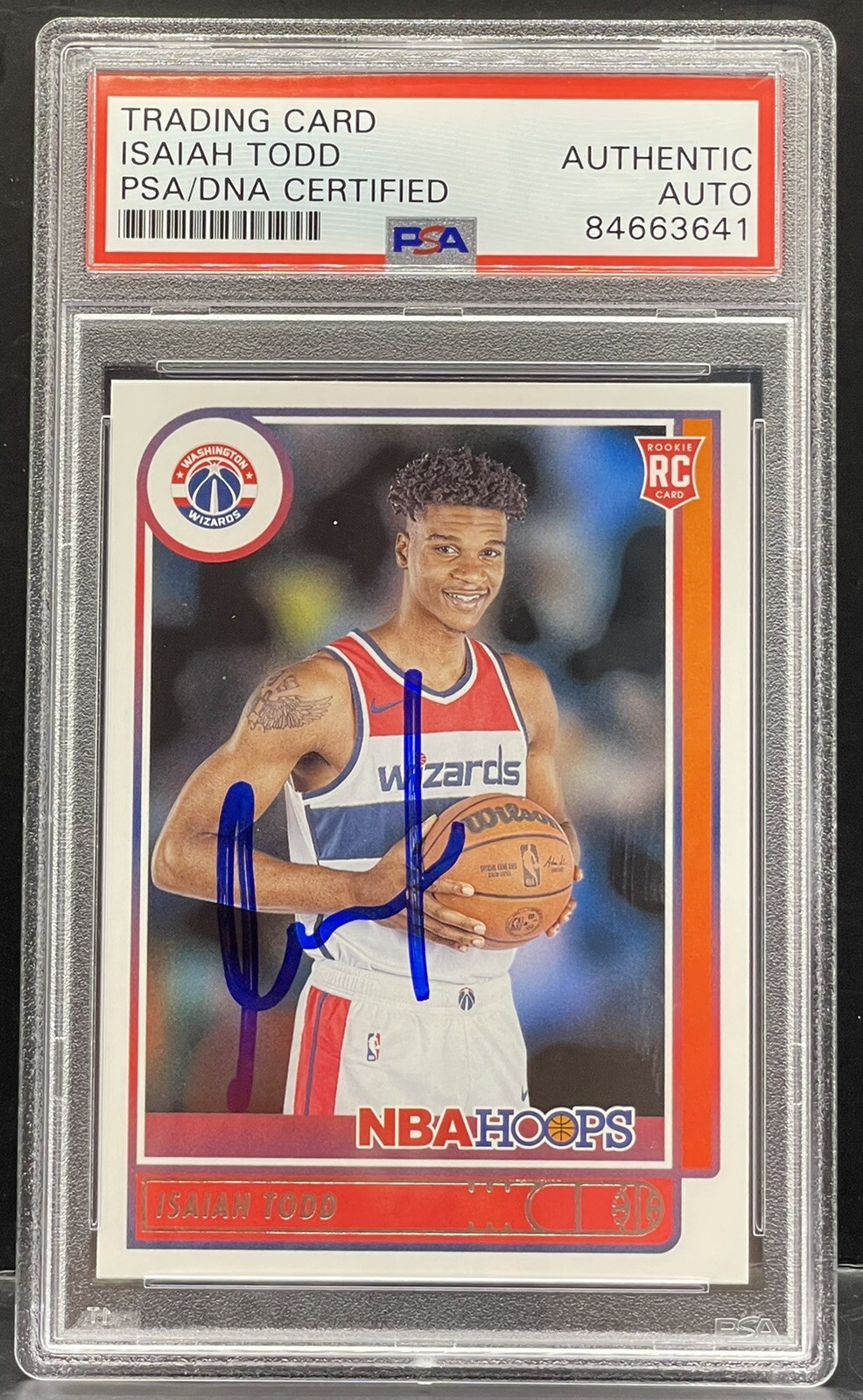Isaiah Todd Signed 2021-22 NBA Hoops Rookie Washington Wizards PSA/DNA Slabbed

