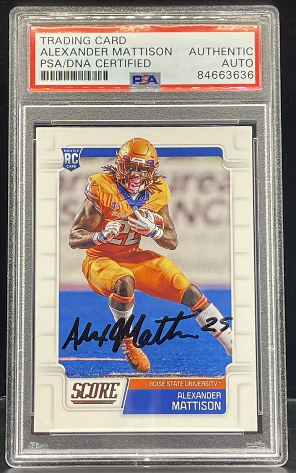 Alexander Mattison Signed 2019 Score Rookie Card Minnesota Vikings PSA/DNA Slab
