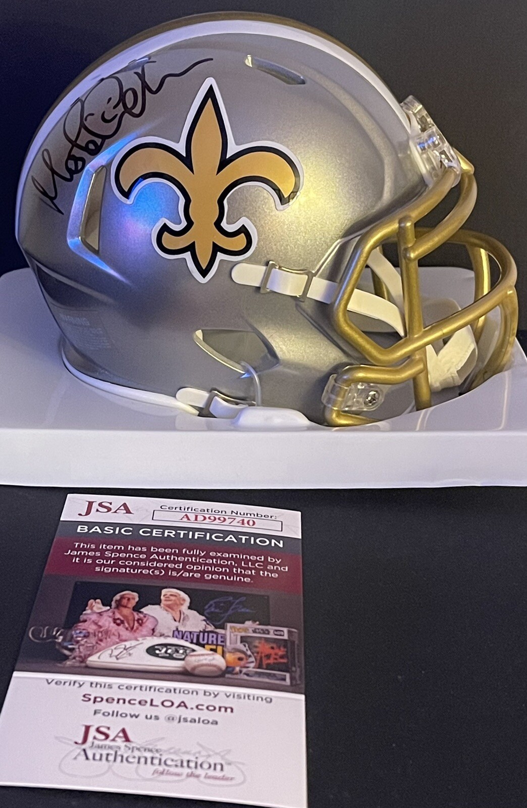 Morten Andersen Signed Autographed New Orleans Saints Flash Mini Helmet JSA
