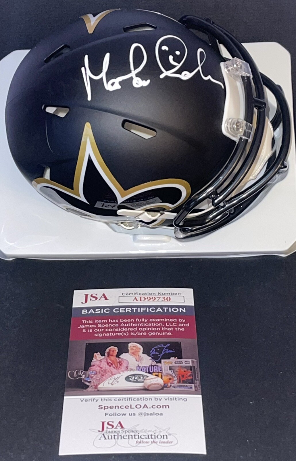 Morten Andersen Signed Autographed New Orleans Saints Amp Mini Helmet JSA
