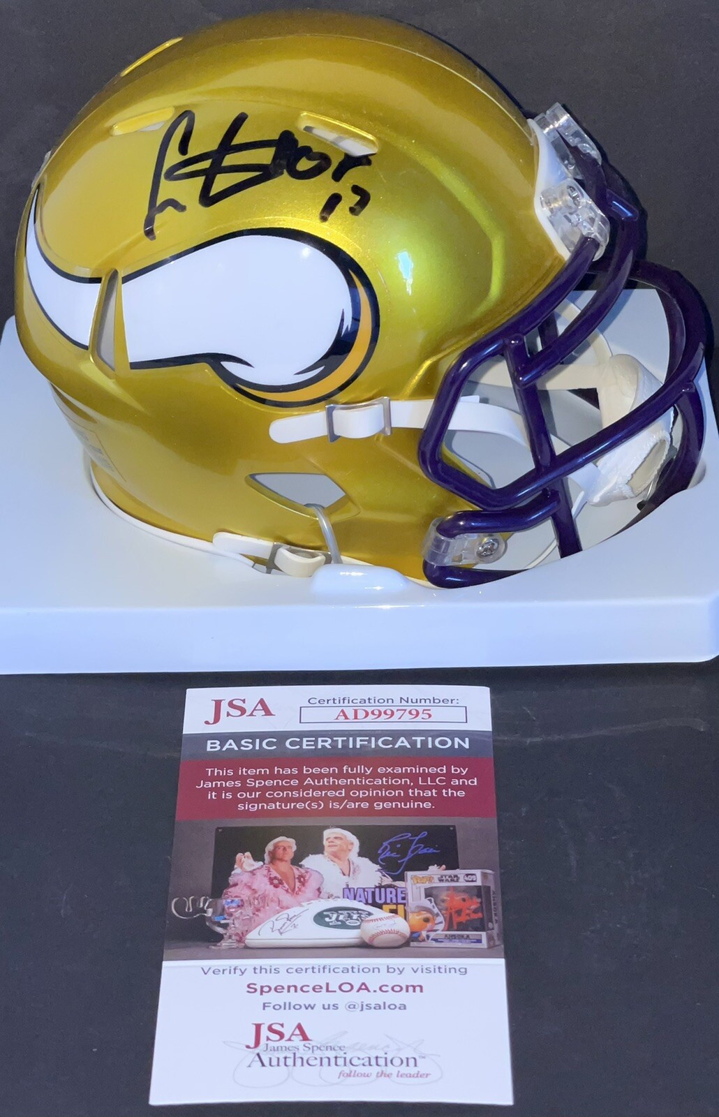 Cris Carter Signed Autographed Minnesota Vikings Flash Mini Helmet JSA
