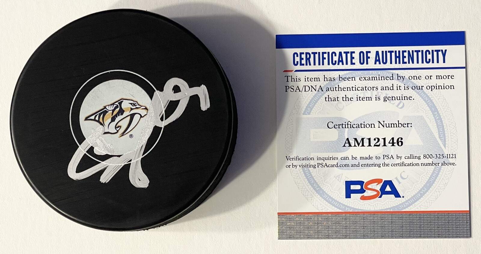 Eeli Tolvanen Signed Autographed Nashville Predators Logo Hockey Puck PSA/DNA
