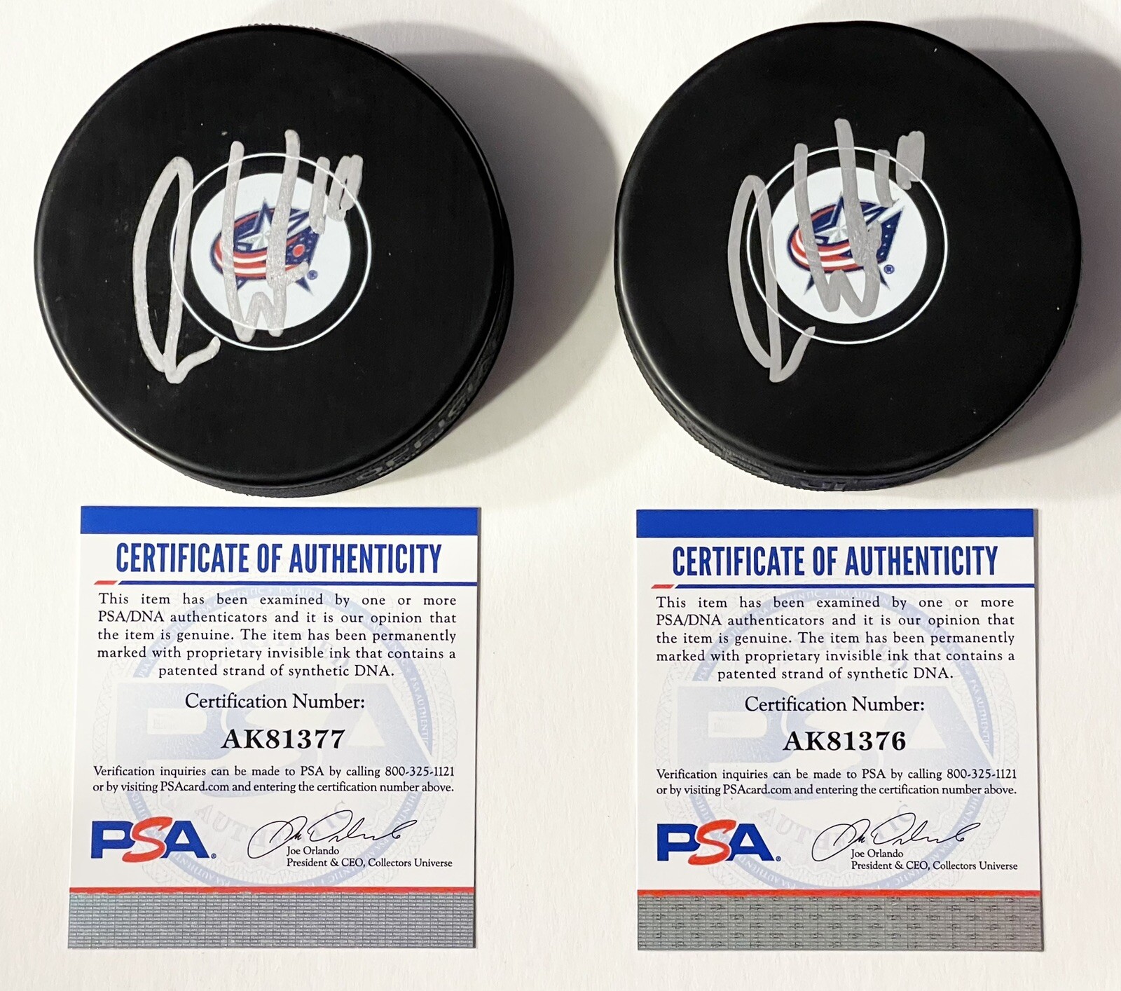 Alexander Wennberg Signed Autographed Blue Jackets Logo Hockey Puck PSA/DNA
